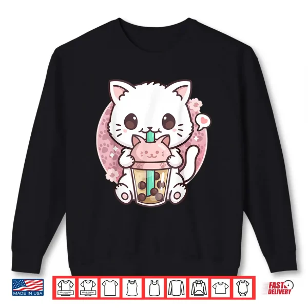 Sweatshirt Boba Cat Boba Tea Bubble Tea Kawaii Anime Cat Kawaii Neko Shirt