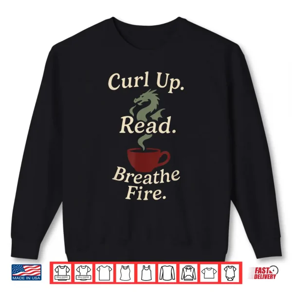 Sweatshirt Book Dragon Fantasy Reader Cozy Reading Book Lover Dragon Shirt