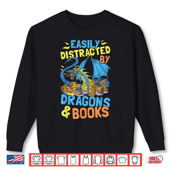 Sweatshirt Book Dragon Lover Apparel for Bookworms Reading Librarian Shirt