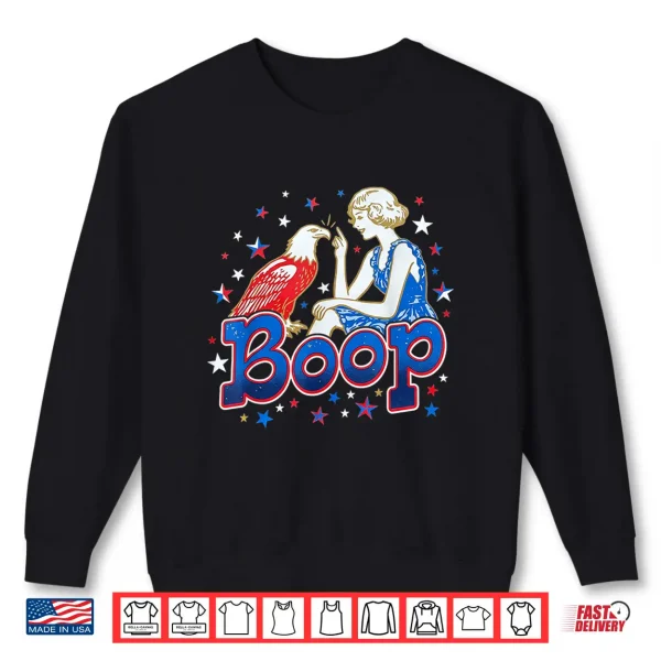 Sweatshirt Boop Vintage Girl and Eagle Funny Patriotic Retro Art Shirt