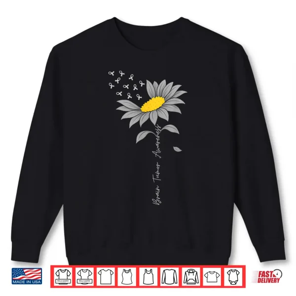 Sweatshirt Brain Tumor Awareness Sunflower Gray Ribbon Brain Cancer Shirt