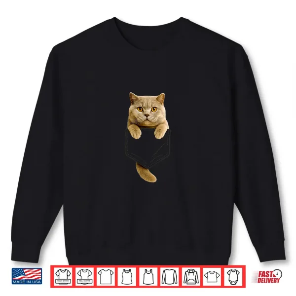 Sweatshirt British Shorthair Cat Pocket Gifts Cat Mom Cat Dad Cat Lover Shirt