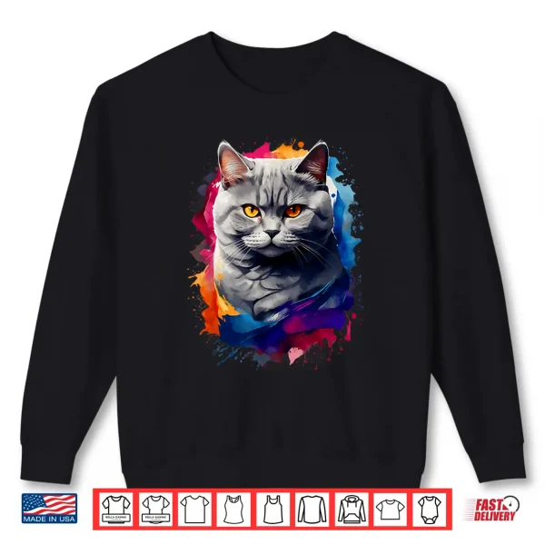 Sweatshirt British Shorthair Watercolor Cat All Ages Cat Lovers Shirt