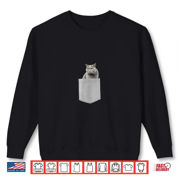 Sweatshirt British Shorthair gray Cat In Your Pocket Shirt