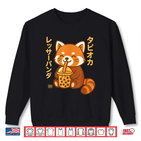 Sweatshirt Bubble Tea Red Panda Boba Kawaii Tapioka Anime Cute Shirt
