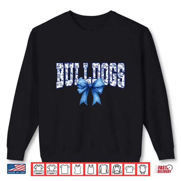 Sweatshirt Bulldogs Floral Toile Royal Blue Watercolor Coquette Bow Shirt