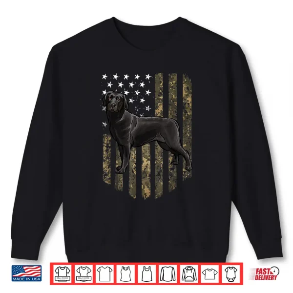 Sweatshirt Camo American Flag Black Labrador Retriever 4th Of July USA Shirt