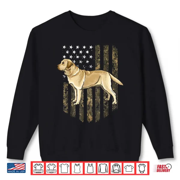 Sweatshirt Camo American Flag Yellow Labrador Retriever Fourth Of July USA Shirt