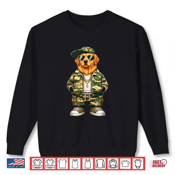 Sweatshirt Camo Hip Hop Golden Retriever Camouflage Gangsta Streetwear Shirt