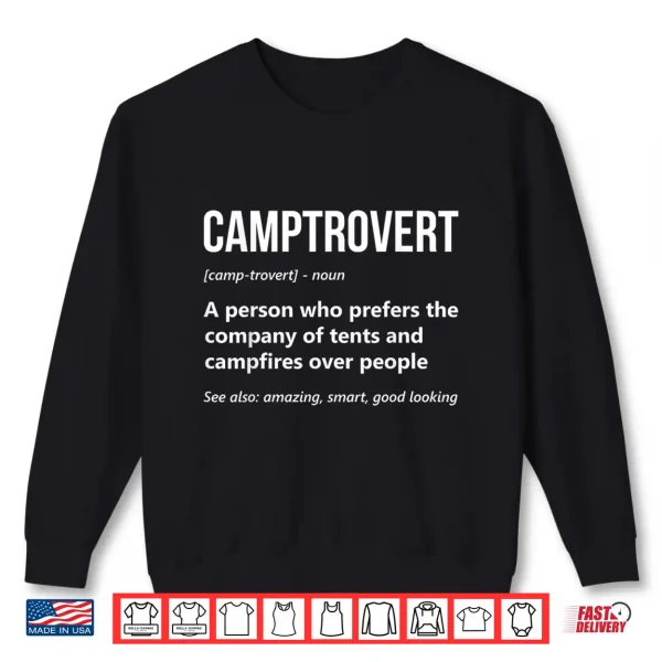 Sweatshirt Camper Funny Camptrovert Definition RV Glamping Tent Camping Shirt