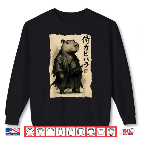 Sweatshirt Capybara Samurai Japanese Warrior Graphic Anime Ukiyo e Art Shirt