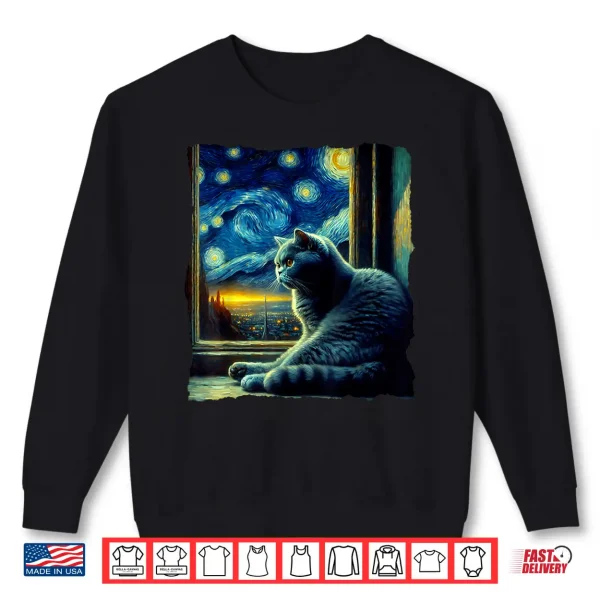 Sweatshirt Cat British Shorthair Starry Night British Shorthair Shirt