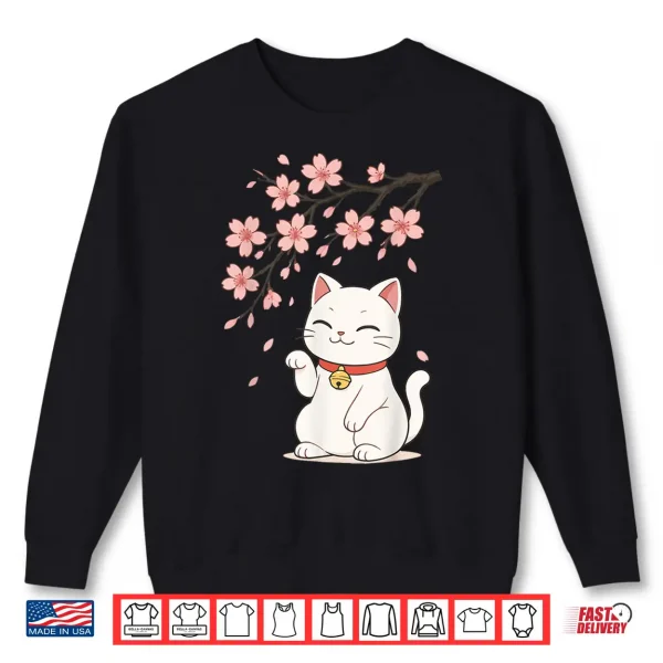 Sweatshirt Cat Cherry Blossom Japan Anime Men Women Kids Shirt