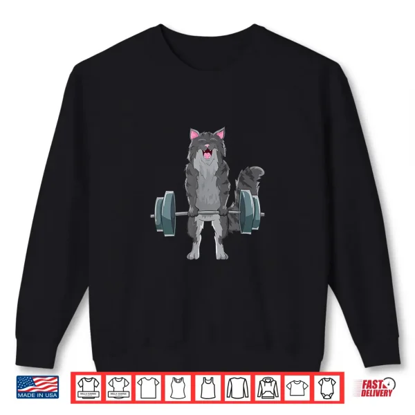 Sweatshirt Cat Deadlifting Design Maine Coon Lift Gift Professional Graphic Shirt