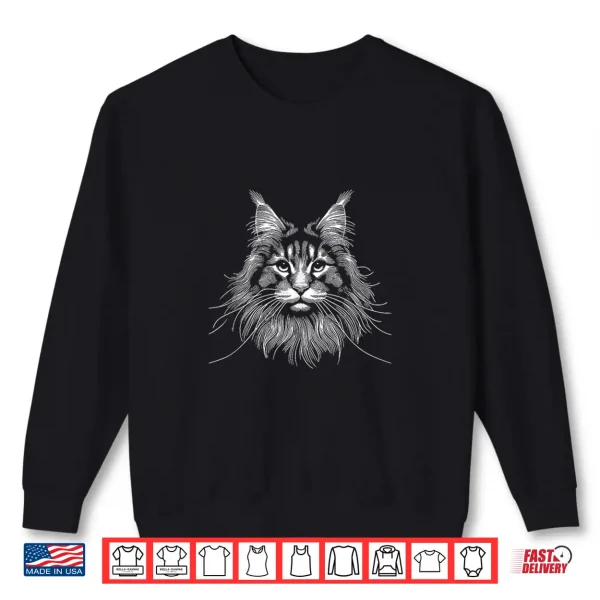 Sweatshirt Cat Fingerprint Maine Coon Dad Mom Shirt