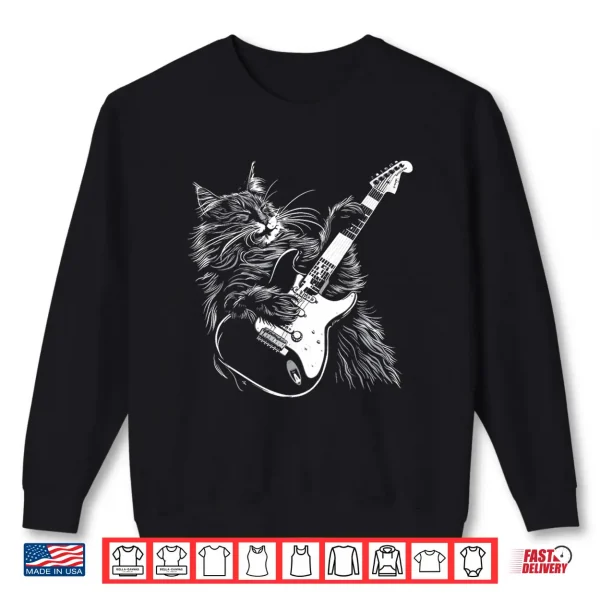 Sweatshirt Cat Guitarist Guitar Maine Coon Dad Mom Shirt