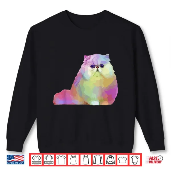 Sweatshirt Cat Lover Gifts Persian Cat Womens Colorful Persian Cat Mens Shirt