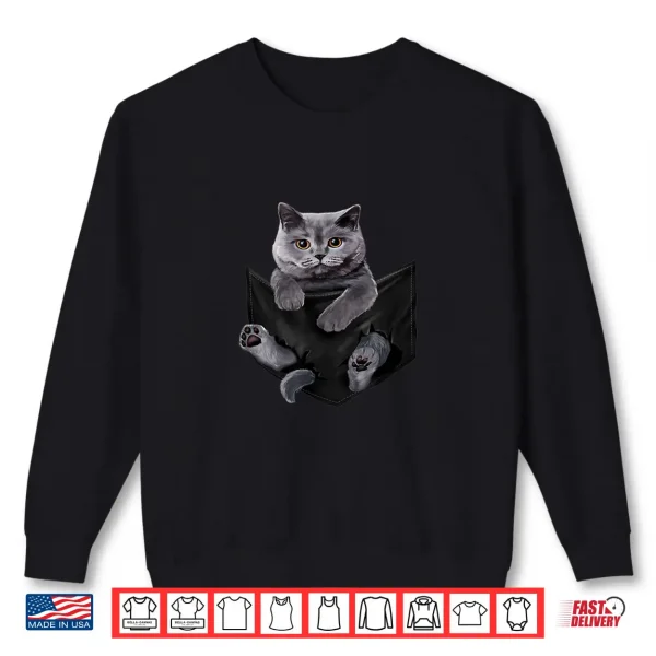 Sweatshirt Cat Lovers British Shorthair In Pocket Funny Kitten Shirt