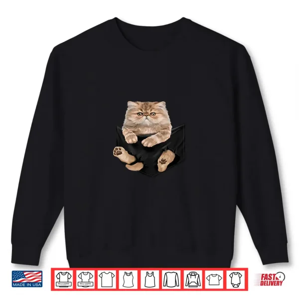 Sweatshirt Cat Lovers Gifts Persian In Pocket Funny Kitten Face Shirt