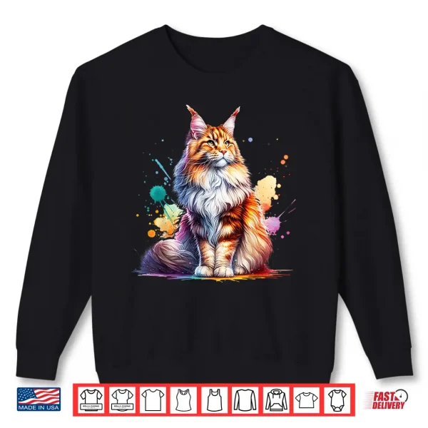 Sweatshirt Cat Maine Coon Professional Minimalist Modern Graphic Identity Shirt
