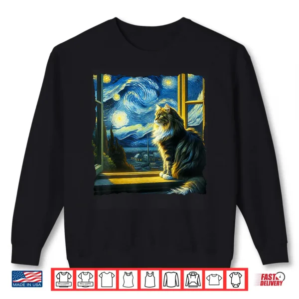 Sweatshirt Cat Maine Coon Starry Night Maine Coon Shirt