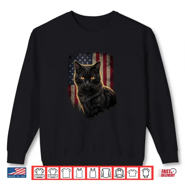 Sweatshirt Cat Owner Patriotic American Flag Kitten Fourth Of July U S A Shirt