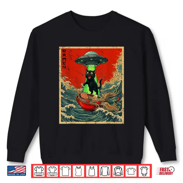 Sweatshirt Cat Ramen UFO Japanese Anime Graphic Tees Men Women Teens Shirt