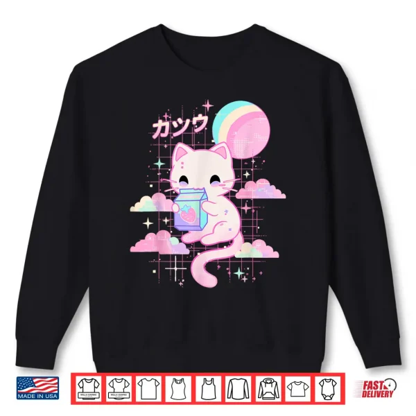 Sweatshirt Cat Strawberry Milk Anime 90s Japanese Cat Japan Shirt