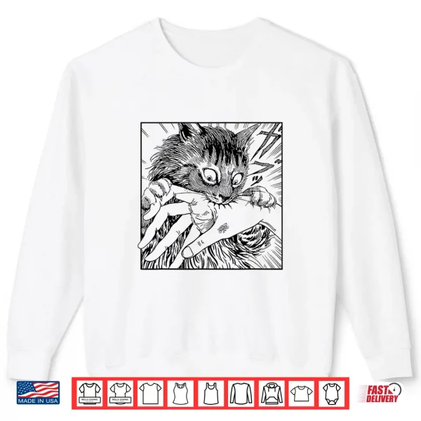 Sweatshirt Cat bite anime Shirt 2