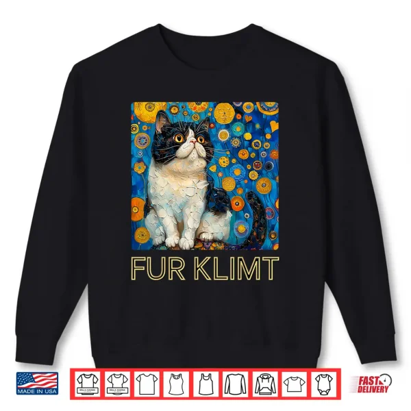 Sweatshirt Cat in Klimt Painting Cat Lover Exotic Shorthair Artist Shirt