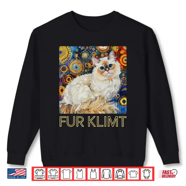 Sweatshirt Cat in Klimt Painting Cat Lover Ragdoll Cat Artist Shirt