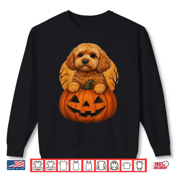 Sweatshirt Cavapoo Pumpkin Halloween Costume Toddler Kids Men Women Shirt