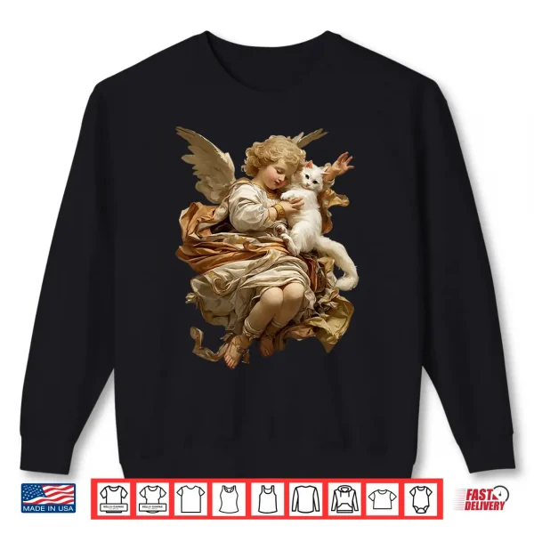 Sweatshirt Cherub Angel with Persian Cat Baroque Renaissance Aesthetic Shirt
