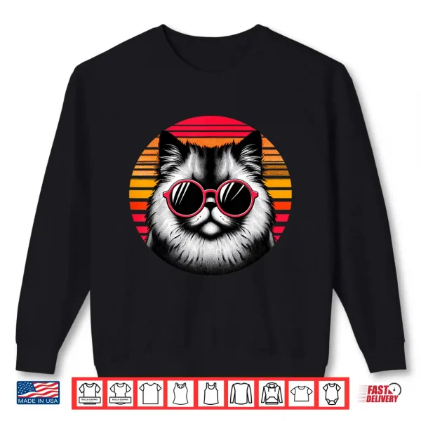 Sweatshirt Chinchilla Persian Cat Retro Vintage Sunset Sunglasses 70s Shirt
