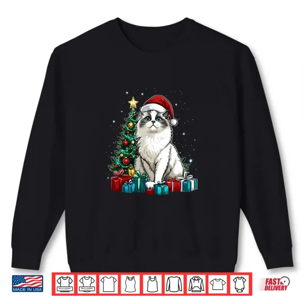 Sweatshirt Christmas Cat with Christmas Hat Ragdoll Cat Shirt