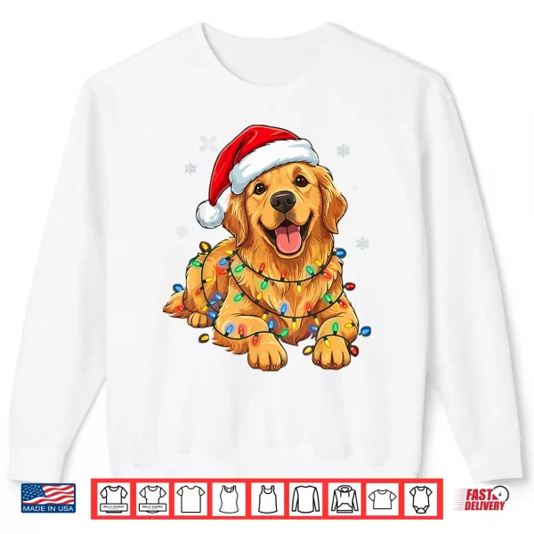 Sweatshirt Christmas Dog Golden Retriever Lights Xmas Shirt