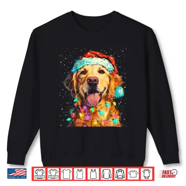 Sweatshirt Christmas Light Cute Dog Golden Retriever Shirt