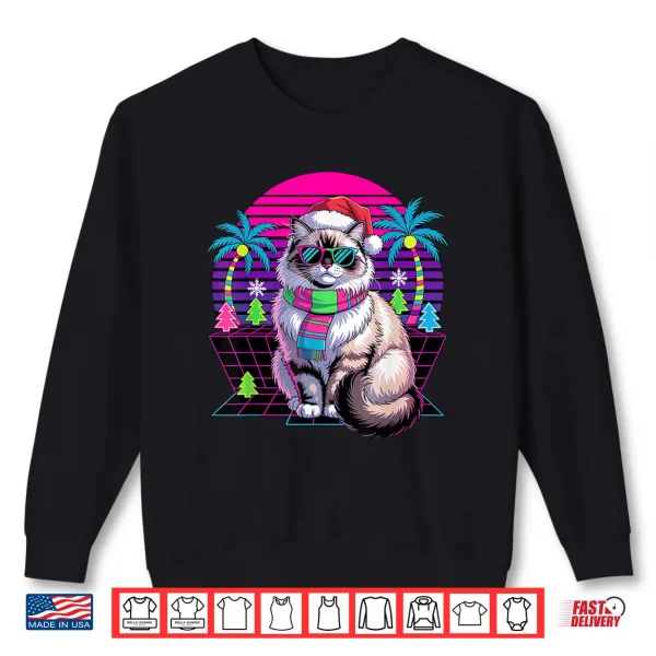 Sweatshirt Christmas Synthwave Ragdoll Cat Sunglasses Ragdolls Shirt
