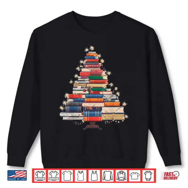 Sweatshirt Christmas Tree Book Bookworm Shirt