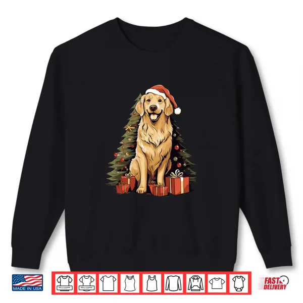 Sweatshirt Christmas Tree and Funny Santa Golden Retriever Christmas Shirt