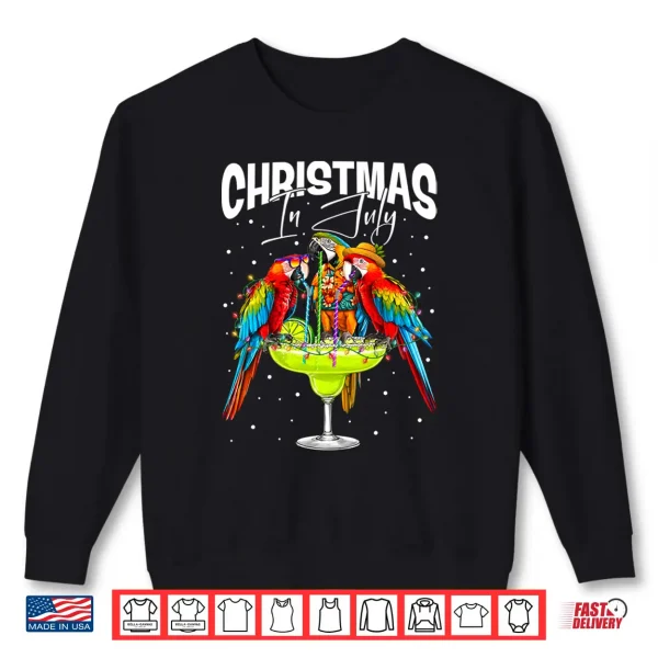 Sweatshirt Christmas in July Funny Parrots Drinking Margaritas Summer Shirt