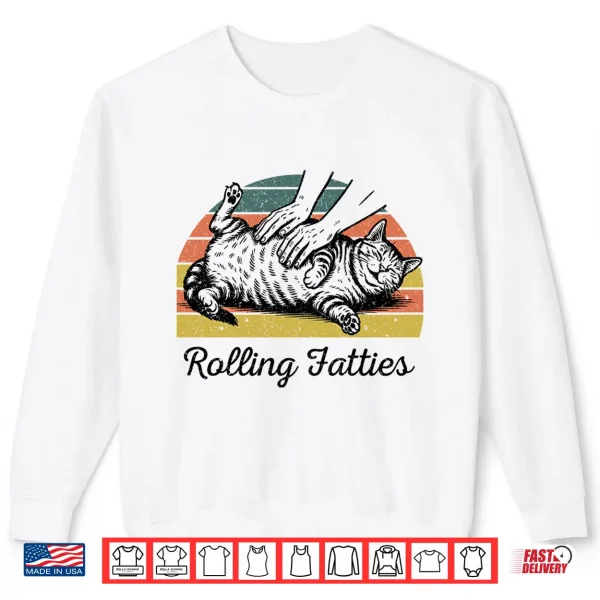 Sweatshirt Chubby Tabby Cat Pure Bread Rolling Fatties Funny Vintage Comfort Colors Crop Top