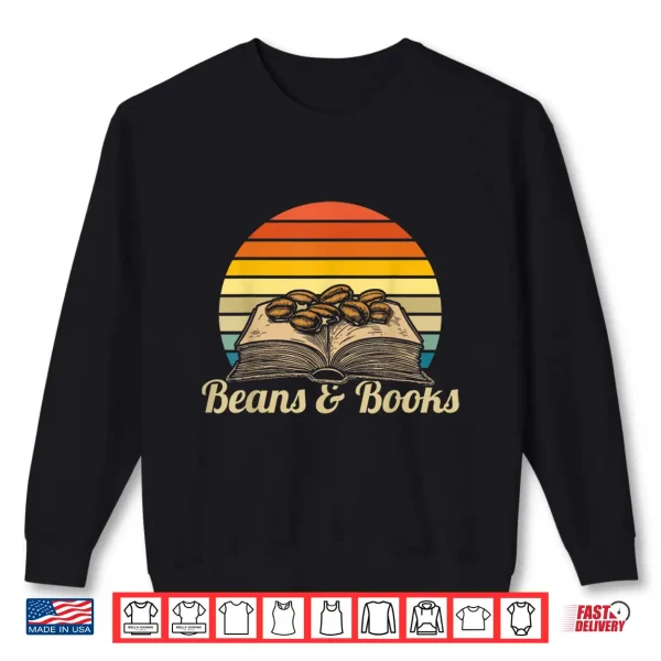 Sweatshirt Coffee Beans Books Retro Bookworm Librarian Shirt