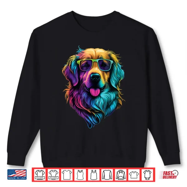 Sweatshirt Colorful Golden Retriever Art Dog Owner Canine Lover Shirt