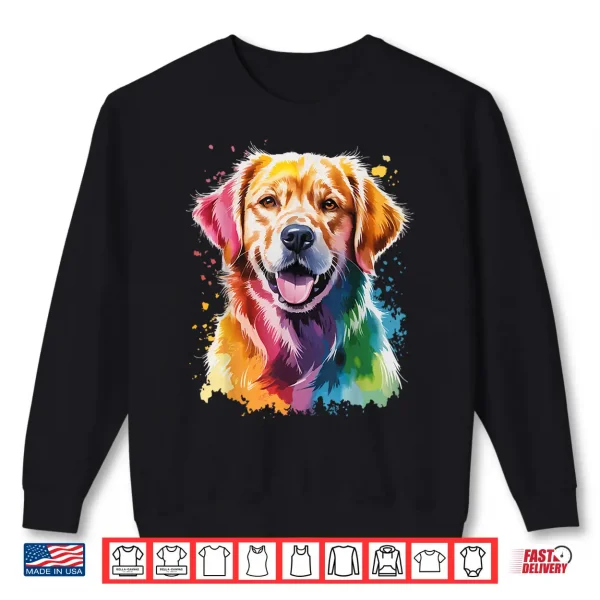 Sweatshirt Colorful Golden Retriever Artwork Professional Graphic Shirt