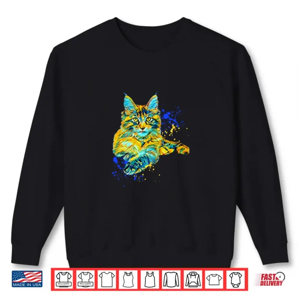 Sweatshirt Colorful Maine Coon Big Cat Love Bigger Cats Cute Mom Gift Shirt