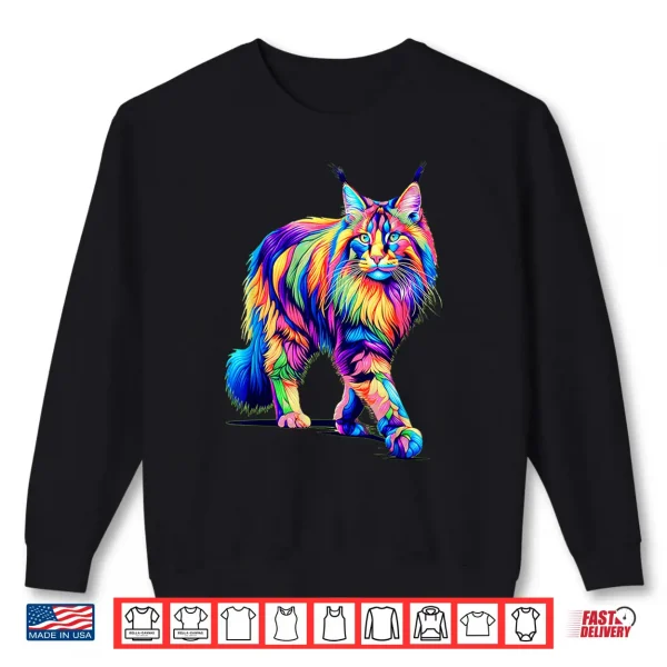 Sweatshirt Colorful Pop Art Maine Coon Cat Maine Coons Shirt