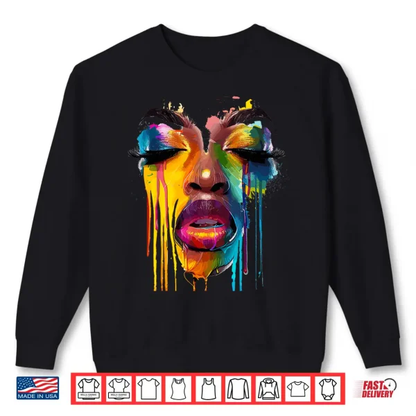 Sweatshirt Cool African Woman Afro Color Painted Face Juneteenth Shirt
