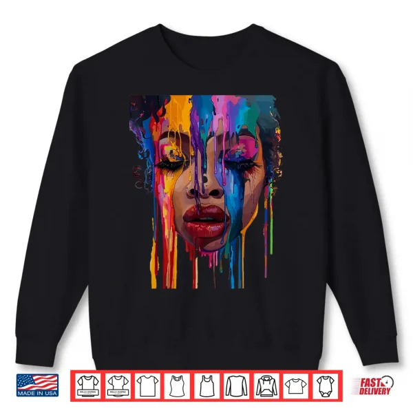 Sweatshirt Cool African Woman Afro Color Painted Face Juneteenth Vibes Shirt