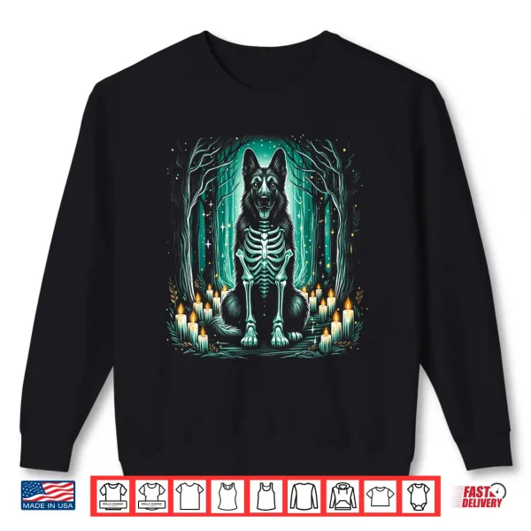 Sweatshirt Cool German Shepherd Skeleton Halloween Dog Mom Dad Shirt